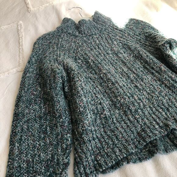 Urban Outfitters Silence + Noise Easton Mock Neck Teal chunky knit Sweater XS - Picture 10 of 10